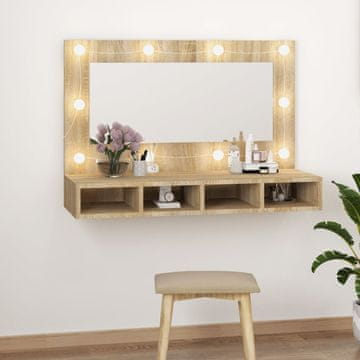 Vidaxl Ormarić s ogledalom i LED rasvjetom, boja hrasta Sonoma, 90x31,5x62 cm
