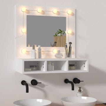 Vidaxl Ormarić s ogledalom s LED rasvjetom bijeli 60x31,5x62 cm