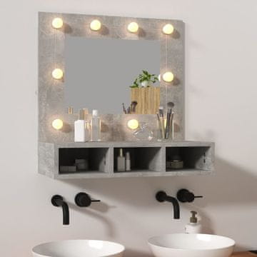 Vidaxl Ormarić s ogledalom s LED rasvjetom, betonsko-sivi, 60x31,5x62 cm
