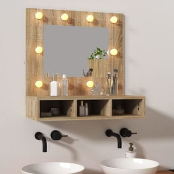 Vidaxl Ormarić s ogledalom s LED rasvjetom, hrast Sonoma, 60x31,5x62 cm