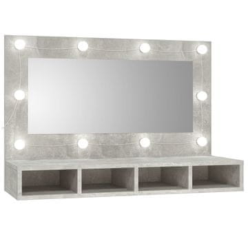 Vidaxl Ormarić s ogledalom s LED rasvjetom, sivi beton, 90 x 31,5 x 62 cm