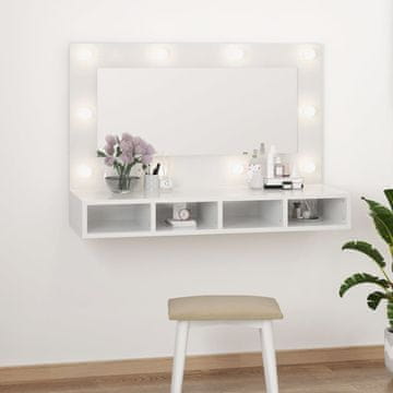Vidaxl Ormarić s ogledalom i LED svjetlima sjajno bijeli 90x31,5x62 cm