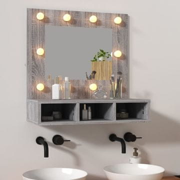 Vidaxl Ormarić s ogledalom i LED svjetlima, sivi hrast sonoma, 60x31,5x62 cm