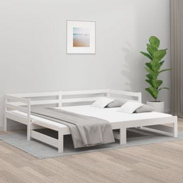 Vidaxl Produžni krevet, bijeli, 2x (80x200) cm, masivni borov drvo