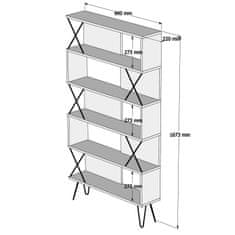 Woody Fashion Polica za knjige, Extra - Cream