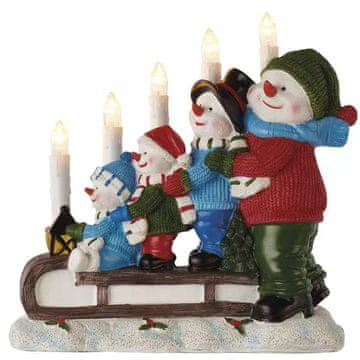 EMOS 5 LED drvena dekoracija, snjegovića na sanjkama, 24 cm