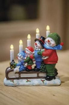  Emos 5 LED drvena dekoracija, snjegović na sanjkama, 24 cm