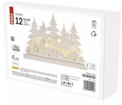 EMOS 12 LED drvena dekoracija, božićno selo, 31 cm