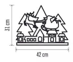 EMOS 12 LED drvena dekoracija, božićno selo, 31 cm