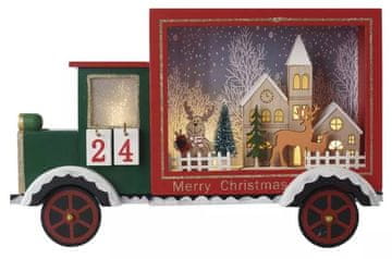 EMOS 12 LED adventski kalendar, drveni automobil, 20 x 30.5 cm