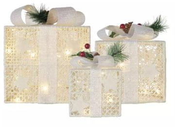 EMOS 60 LED dekoracija, božićni darovi s ukrasima, bijela, 3/1