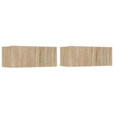 Vidaxl Zidni TV ormarići, 2 kom, Sonoma hrast, 80x30x30 cm