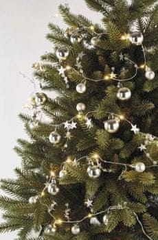  Emos 20 LED božićni lanac, srebrne kuglice sa zvjezdicama, srebro, 1.9 m 