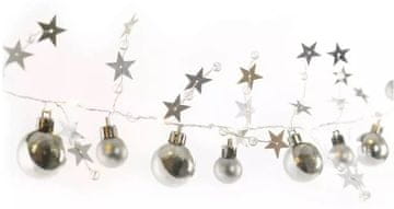 EMOS 20 LED božićni lanac, srebrne kuglice sa zvjezdicama, srebro, 1.9 m