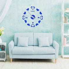 GOTEL 3D moderni zidni sat 130 cm plava srca