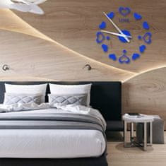 GOTEL 3D moderni zidni sat 130 cm plava srca