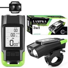 Set 3 u 1 USB punjivih LED biciklističkih svjetala 4000mAh + brojač i sirena