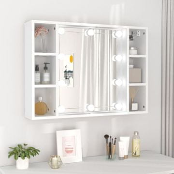 Vidaxl Ormarić s ogledalom s LED rasvjetom bijeli 76x15x55 cm