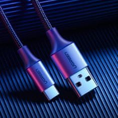 Ugreen Pleteni USB kabel - USB-C Quick Charge 3.0 3A 0,5 m sivi