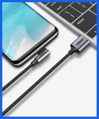Ugreen Snažni pleteni kutni kabel USB - USB-C QC 3.0 3A 2m sivi