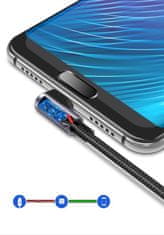 Ugreen Snažni pleteni kutni kabel USB - USB-C QC 3.0 3A 2m sivi