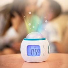 aptel Projiciranje budilice s osvijetljenim LCD zaslonom 10 melodija noćno nebo