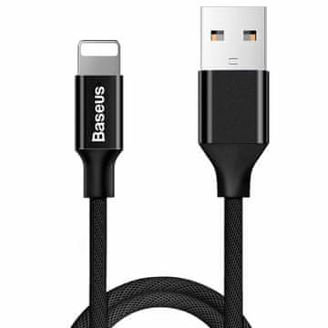 BASEUS Izdržljivi USB kabel s tkaninskim pletenjem za iPhone Lightning 1,2 m crne boje