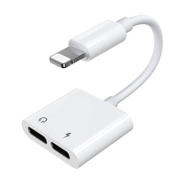 Joyroom iPhone Lightning - 2x Lightning razdjelnik za slušalice bijeli