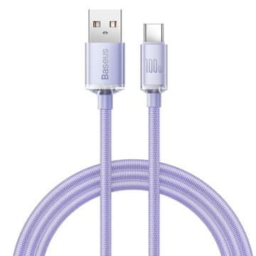 BASEUS Kabel za brzo punjenje i prijenos podataka USB USB-C 100W 1,2 m ljubičasti