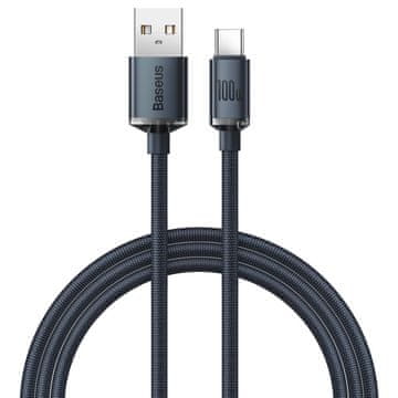 BASEUS USB - USB-C kabel za brzo punjenje i prijenos podataka 100W 1,2 m crni