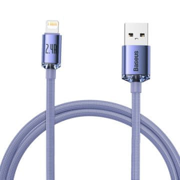 BASEUS Kabel za brzo punjenje i prijenos podataka USB Iphone Lightning 2.4A 1.2m ljubičasti