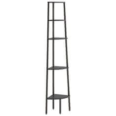 Vidaxl Kutna polica s 5 razina crna 45,5 x 31,5 x 180 cm