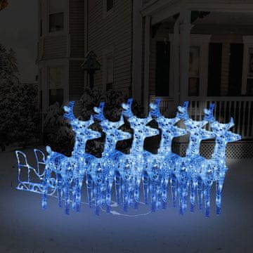 Vidaxl Božićni ukras - Sobovi sa saonicama, 320 LED dioda, akril