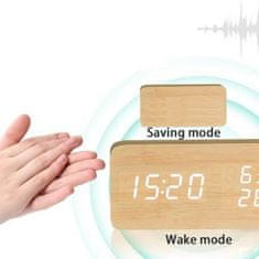 Verkgroup 4u1 drvena moderna elektronička budilica smeđa
