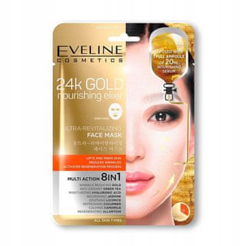 Eveline Cosmetics Eveline 24k gold maska u listiću za lice - lifting i blještavilo, 20 ml