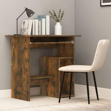 Vidaxl Radni stol, dimljeni hrast, 80x45x74 cm, materijal na bazi drva