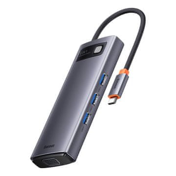 BASEUS Metal Gleam USB-C HUB adapter HDMI / 3x USB 3.2 / VGA, siva