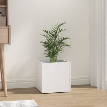 Vidaxl Tegla za cvijeće, sjajno bijela, 40x40x40 cm, materijal na bazi drva