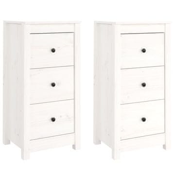Vidaxl Komode 2 kom bijela 40x35x80 cm od masivne borovine