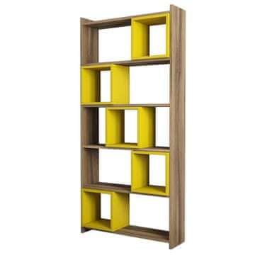 Woody Fashion Polica za knjige, Box - Walnut, Yellow