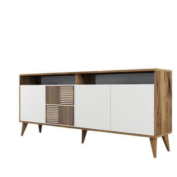 Woody Fashion Komoda MILAN WHITE, Milan - Walnut, White