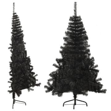 Vidaxl Umjetno božićno drvce - polovica s postoljem, crno, 150 cm, PVC