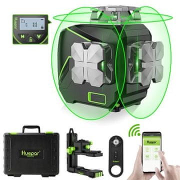 Huepar PRO12 Line Green Construction laserska nibela Bluetooth + daljinski