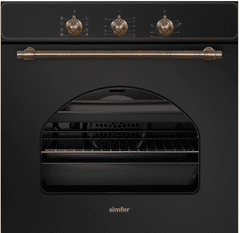 Simfer B6ES108RSA + 6400 QGRSA set pećnica + plinska ploča za kuhanje, rustikalna, crna