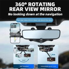 Netscroll Auto držač za telefon 360°, rotirajući nosač za retrovizor, stabilan i siguran, ne blokira pogled, RotatableCarHolder