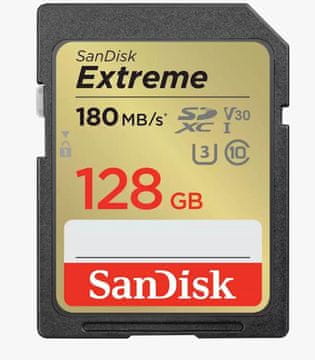 SanDisk Extreme SDXC memorijska kartica, 128 GB, C 10, UHS-I, U3, V30, 180/90 MB/s (SDSDXVA-128G-GNCIN)