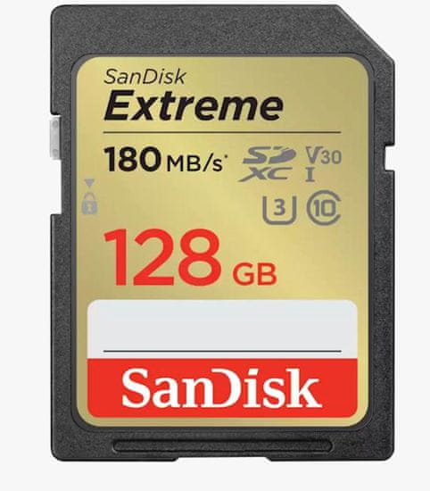 SanDisk Extreme SDXC memorijska kartica, 128 GB, C 10, UHS-I, U3, V30, 180/90 MB/s (SDSDXVA-128G-GNCIN)