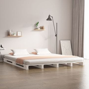 Vidaxl Krevet od paleta bijeli 140x200 cm masivni borov drvo