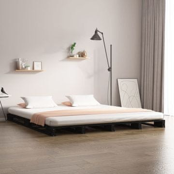 Vidaxl Krevet od paleta crni 120x190 cm masivni borov drvo