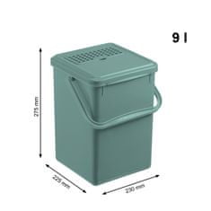 koš za biološke otpadke, 9 l, s karbonskim filterom, zelen
